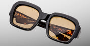 Ottica Mondello Roma - Jacques Marie Mage - JMMMF-K31 - MARIANNE FAITHFULL: EVELYN - MONDAY - Acetate - shape Squared - Black - EYEWEAR - SUNGLASSES - Donna,Women - lens sepia - Made In Japan