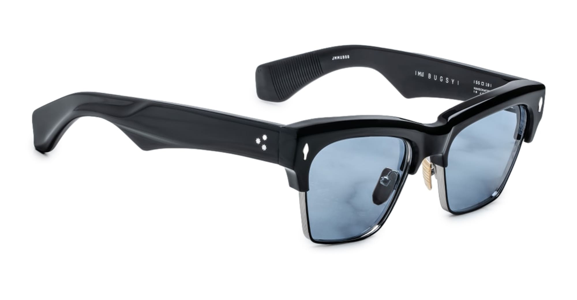 Ottica Mondello Roma - Jacques Marie Mage - JMMUB-88 - BUGSY - BLACK - Acetate, titanium - shape Clubmaster - transparent beige - EYEWEAR - SUNGLASSES - Unisex,Uomo,Donna,Women,Men - lens Blue - Made In Japan