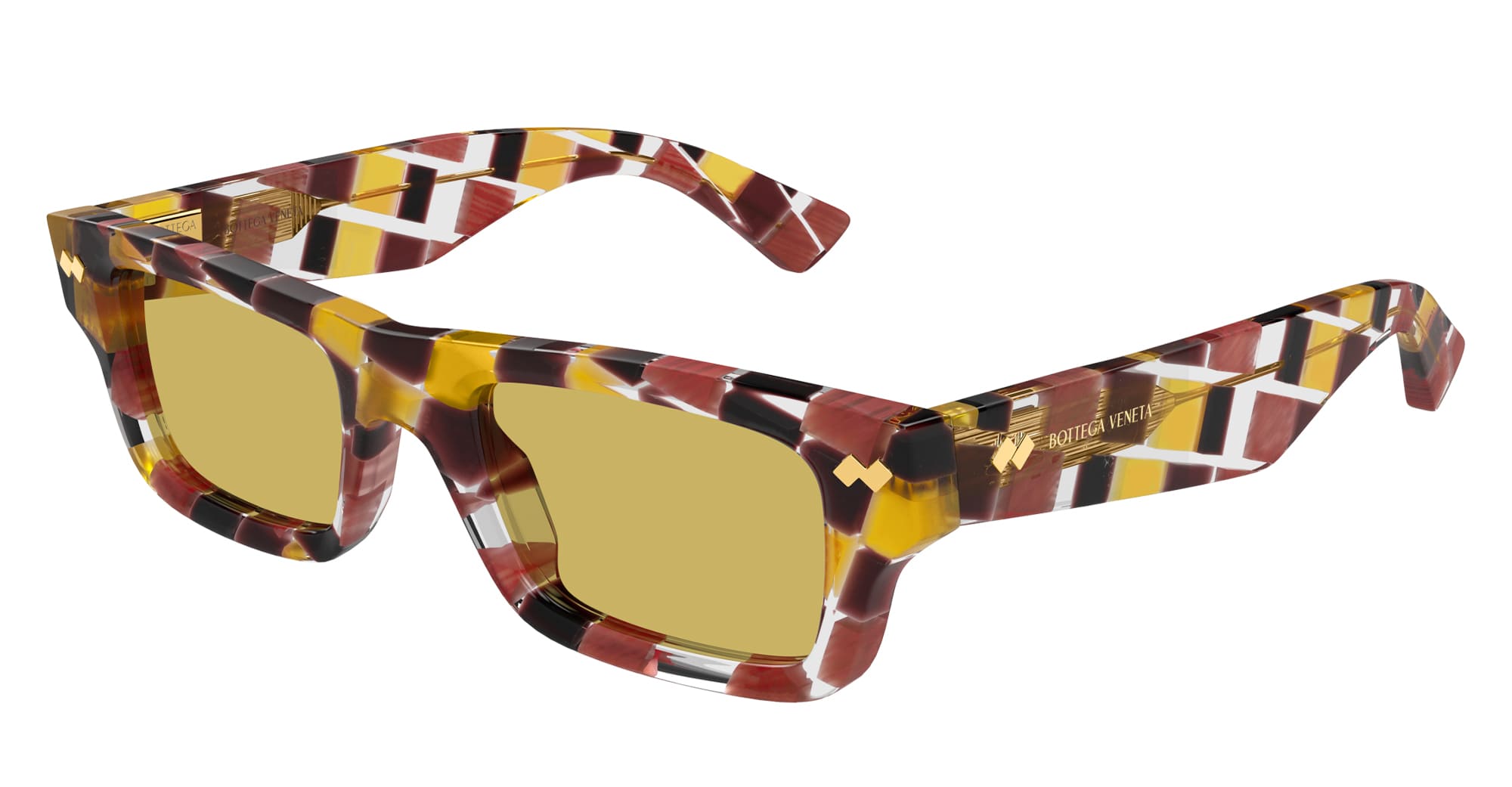 Ottica Mondello Roma - Bottega Veneta - BV1351S-003 - BV1351S-003 - MULTICOLOR - Acetate - shape Squared - brown - EYEWEAR - SUNGLASSES - Unisex,Uomo,Donna,Women,Men - lens yellow - Made In Japan