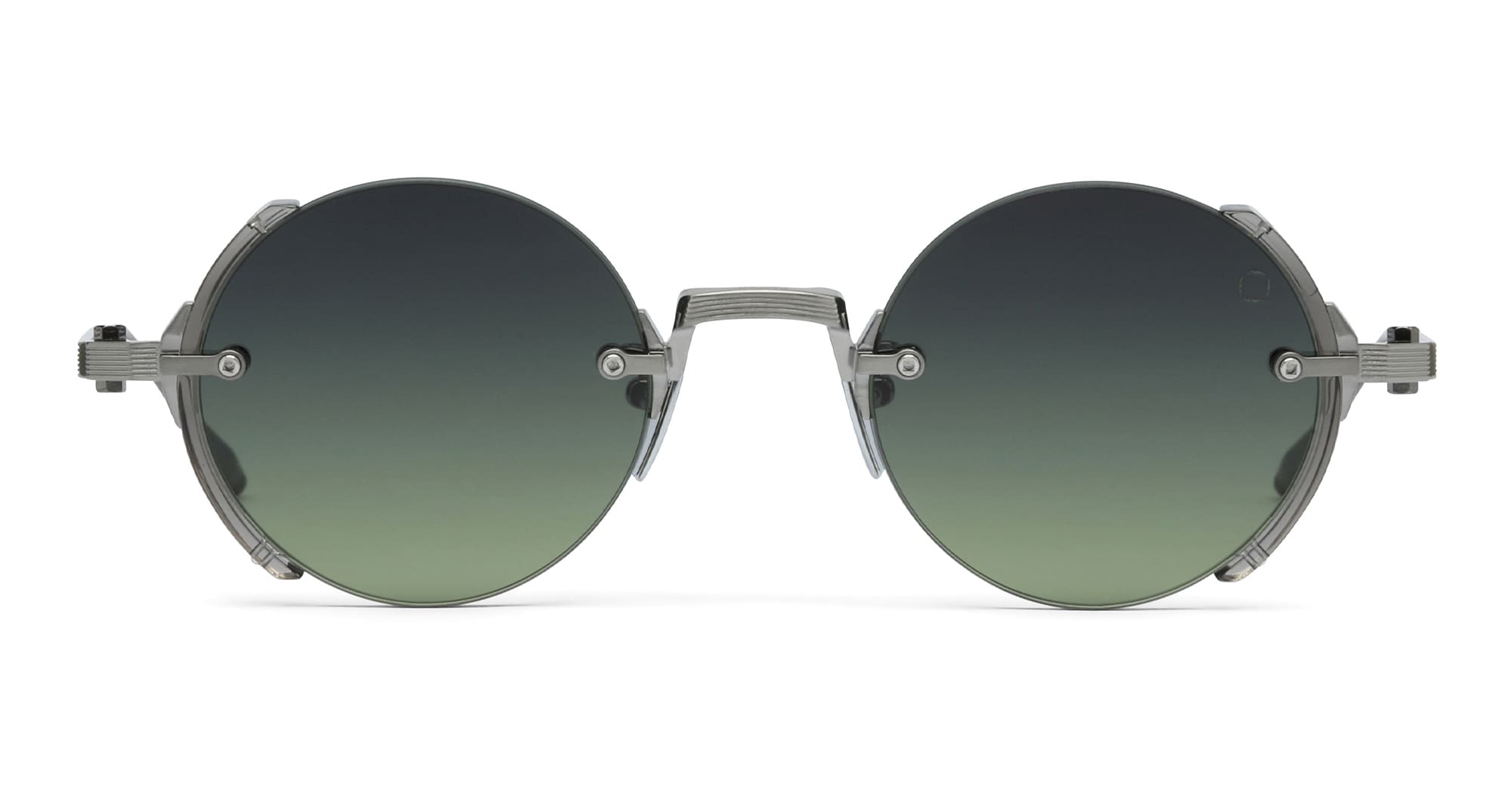 Ottica Mondello Roma - Akoni - AKS-519B-46 - JUPITER - BLACK PALLADIUM / CRYSTAL GREY - Titanium - shape Round - Palladium - EYEWEAR - SUNGLASSES - Uomo,Men - lens Gradient green - Made In Japan