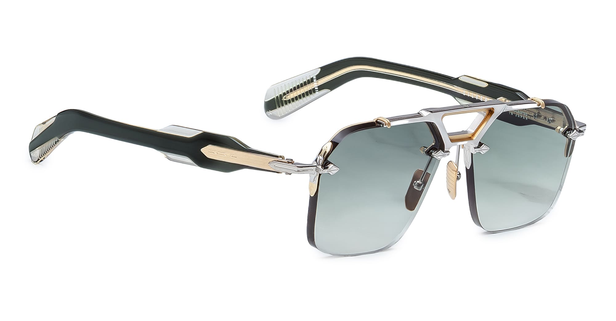 Ottica Mondello Roma - Jacques Marie Mage - JMMSVR-1N - SILVERTON - VIPER - Acetate, titanium - shape Squared - Black, gold - EYEWEAR - SUNGLASSES - Unisex,Uomo,Donna,Women,Men - lens Gradient green - Made In Japan