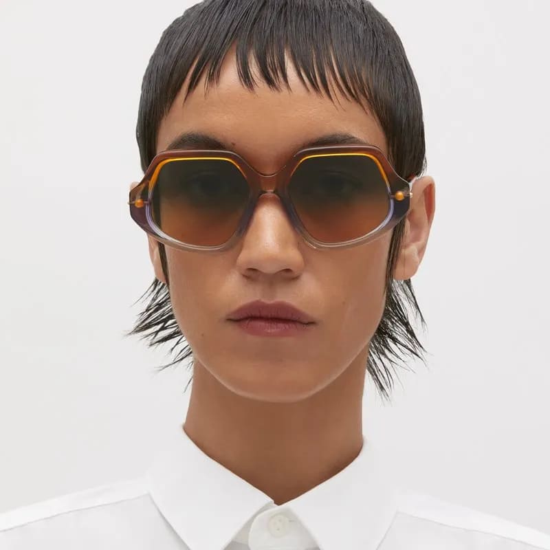 Ottica Mondello Roma - Kuboraum - KRSP20GRO00000GO - MASK P20 GRO - GROOVY - Acetate - shape Squared - transparent red, brown, purple - EYEWEAR - SUNGLASSES - Donna,Women - lens Gradient green - Made In Italy
