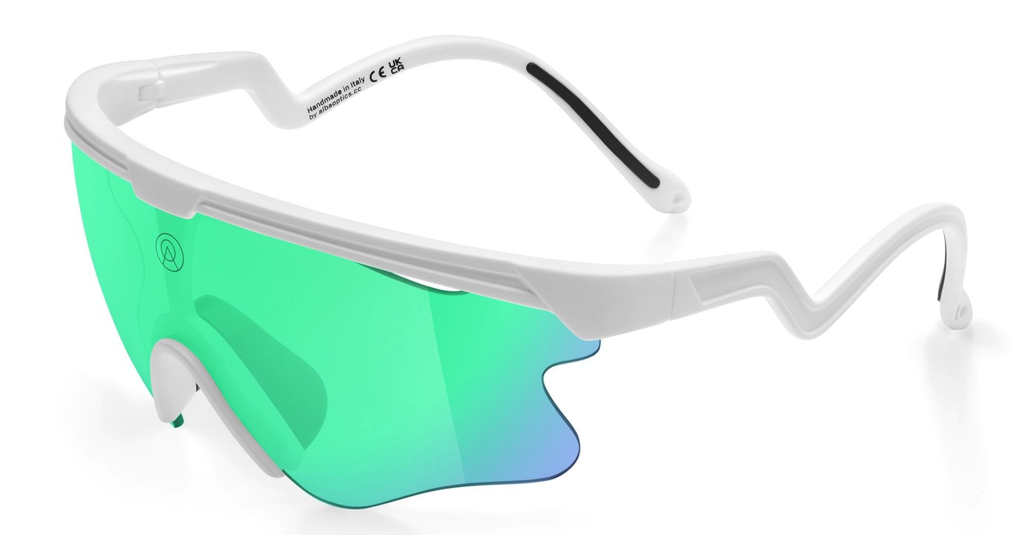 Ottica Mondello Roma - Alba Optics - 8053806717933 - DELTA LEI - WHITE / VZUM F-LENS BTL - Tr90 - shape Mask - White - EYEWEAR - SUNGLASSES - Unisex,Uomo,Donna,Women,Men - lens blue green - Made In Italy