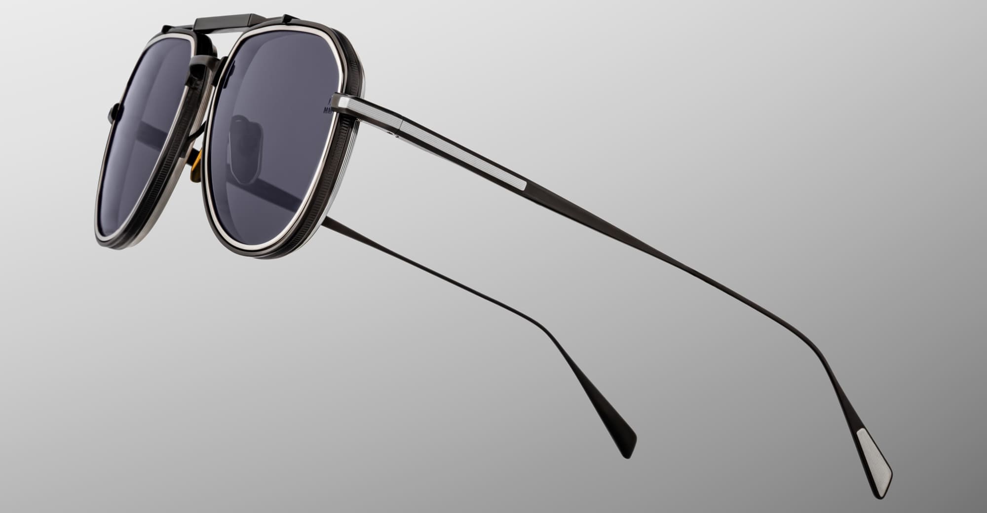 Ottica Mondello Roma - Jacques Marie Mage - JMMMD-19J - COMMANDER - CORBEAU - Titanium - shape Aviator - black, silver - EYEWEAR - SUNGLASSES - Unisex,Uomo,Donna,Women,Men - lens Grey - Made In Japan