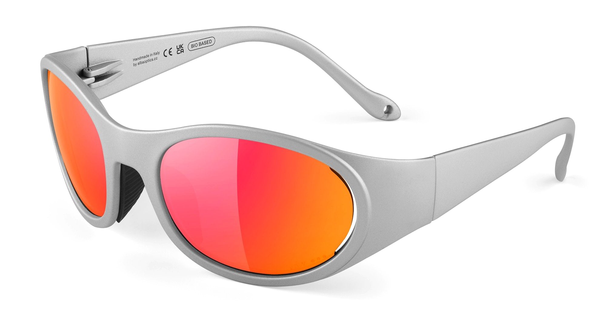 Ottica Mondello Roma - Alba Optics - 8050054515229 - ANVMA 99 - SILVER METAL / VZUM LAVA - Tr90 - shape Oval - Silver - EYEWEAR - SUNGLASSES - Unisex,Uomo,Donna,Women,Men - lens red - Made In Italy