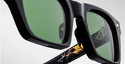 Ottica Mondello Roma - Jacques Marie Mage - JMMQU-9A - JOHNNY CASH BY JMM: QUENTIN - NOIR 9 - Acetate - shape Rectangular - Black - EYEWEAR - SUNGLASSES - Uomo,Men - lens Green - Made In Japan