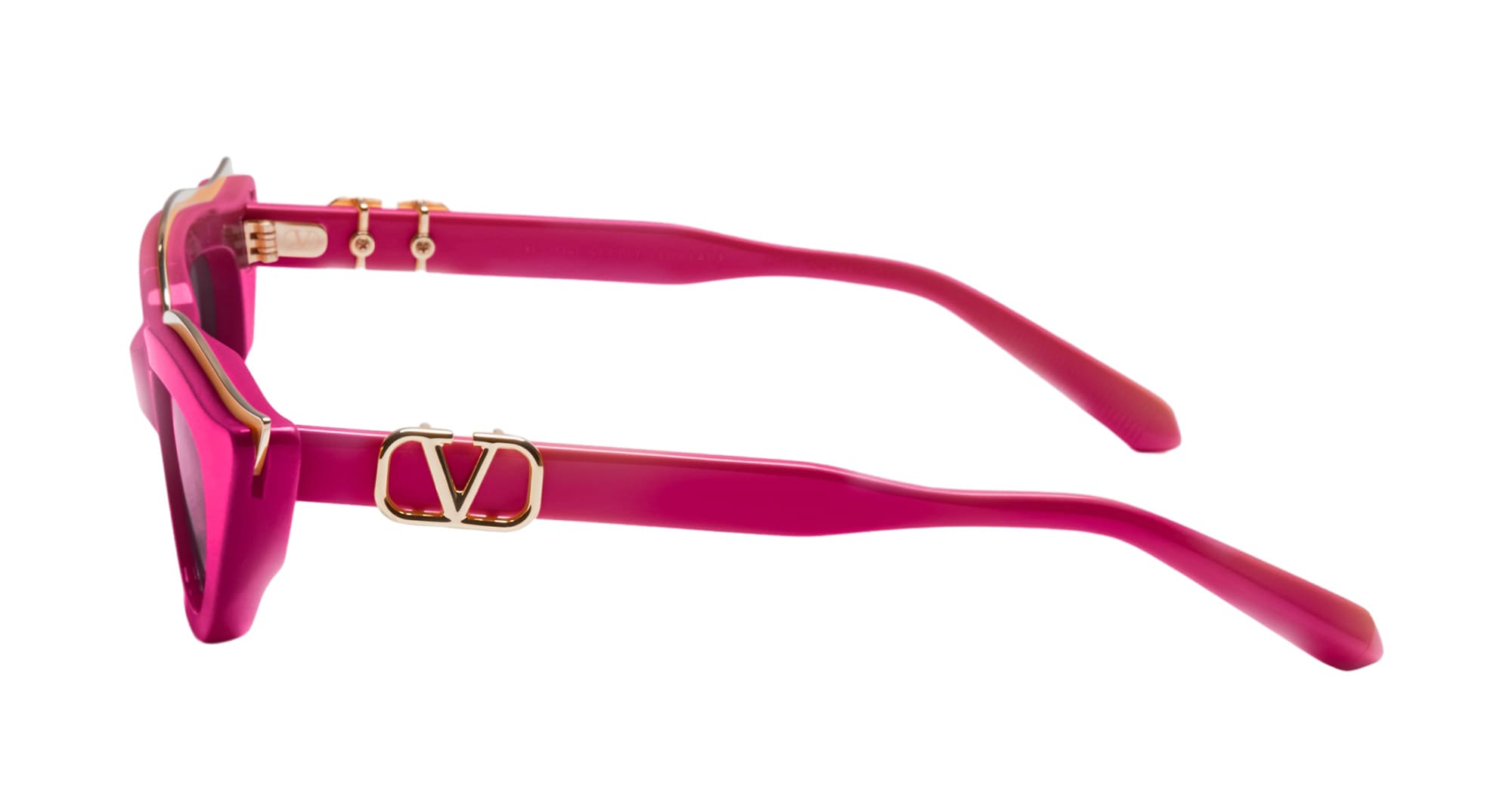 Ottica Mondello Roma - Valentino - VLS-114D-49 - V-GOLDCUT II - PINK / WHITE GOLD - acetate, titanium  - shape Cat-eye - pink, gold - EYEWEAR - SUNGLASSES - Donna,Women - lens Gradient pink - Made In Japan