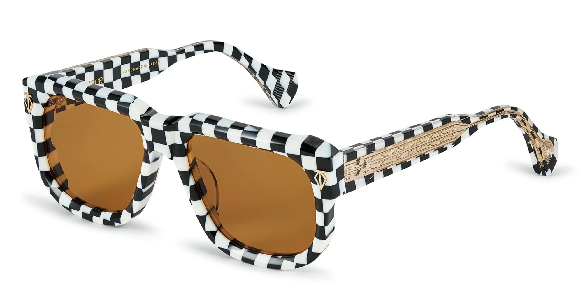 Ottica Mondello Roma - T HENRI - VLAF - VALOUR - FINISHLINE - Acetate - shape Squared - black, white - EYEWEAR - SUNGLASSES - Unisex,Uomo,Donna,Women,Men - lens orange - Made In Japan