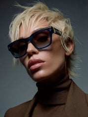 Ottica Mondello Roma - T HENRI - SIAA - SIAN - ASTEROID - Acetate - shape Squared - Black - EYEWEAR - SUNGLASSES - Unisex,Uomo,Donna,Women,Men - lens Gradient green - Made In Japan