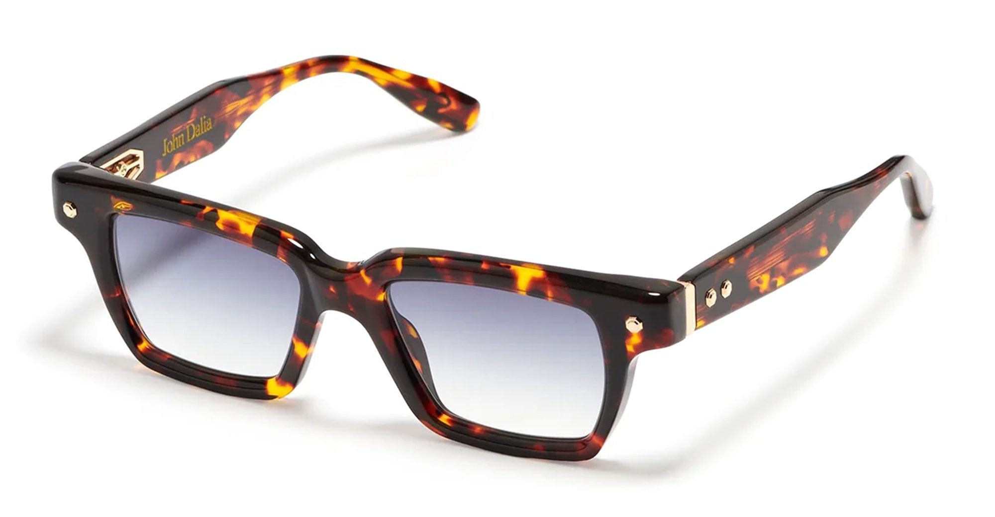 Ottica Mondello Roma - John Dalia - P17-C142 - PROJECT 17 -  C142 Classic Havana / Yellow Gold - Acetate - shape Squared - havana, gold - EYEWEAR - SUNGLASSES - Unisex,Uomo,Donna,Women,Men - lens Gradient blue - Made In France