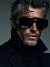 Ottica Mondello Roma - T HENRI - BOAC - BORA - TRAVERSE - Acetate - shape Aviator - Black - EYEWEAR - SUNGLASSES - Unisex,Uomo,Donna,Women,Men - lens Grey - Made In Japan