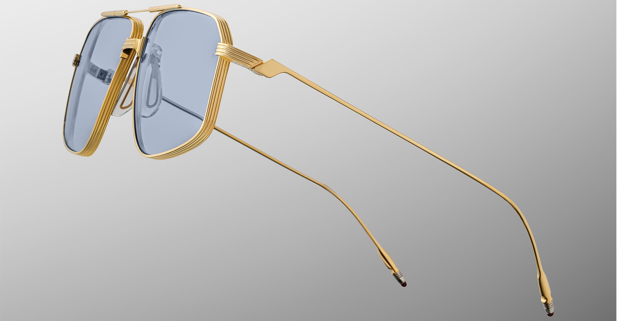 Ottica Mondello Roma - Jacques Marie Mage - JMMJG-19H - JAGGER - CIEL - Titanium - shape Aviator - Gold - EYEWEAR - SUNGLASSES - Unisex,Uomo,Donna,Women,Men - lens Blue - Made In Japan