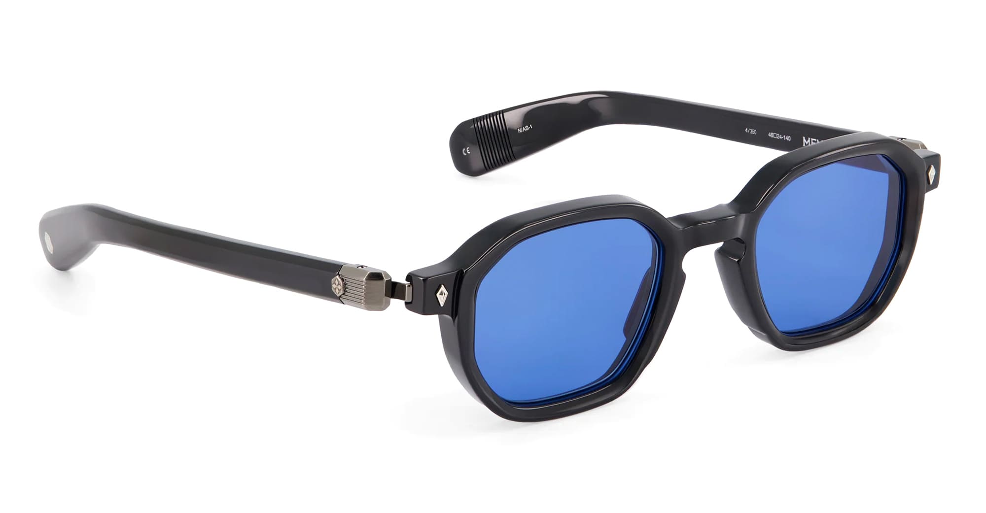 Ottica Mondello Roma - Sato - Menkar-N-AS-1 - MENKAR - NOIR / ANTIQUE SILVER - Acetate - shape Squared - black, silver - EYEWEAR - SUNGLASSES - Unisex,Uomo,Donna,Women,Men - lens Blue - Made In Japan