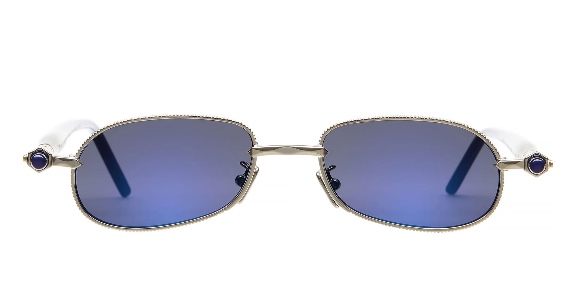 Ottica Mondello Roma - Kuboraum - KRSP78LGB00000DL - MASK P78 LGB - LIGHT GOLD - Metal - shape Oval - Gold - EYEWEAR - SUNGLASSES - Unisex,Uomo,Donna,Women,Men - lens Blue - Made In Italy