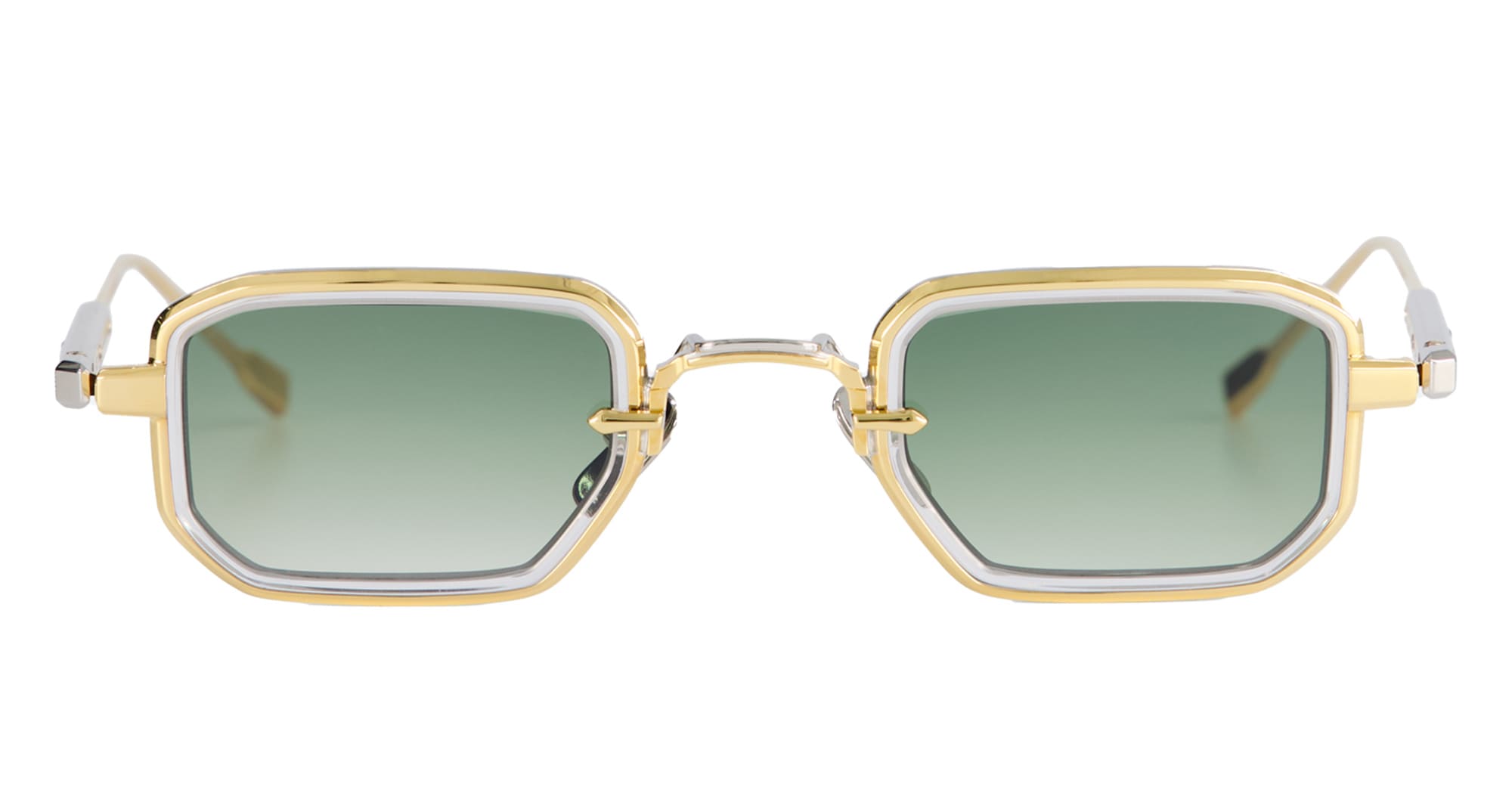 Ottica Mondello Roma - Sato - Deneb-T-YG-P-1 - Deneb-T YG/P-1 - YELLOW GOLD / PLATINUM - Titanium - shape Rectangular - Gold - EYEWEAR - SUNGLASSES - Unisex,Uomo,Donna,Women,Men - lens Gradient green - Made In Japan