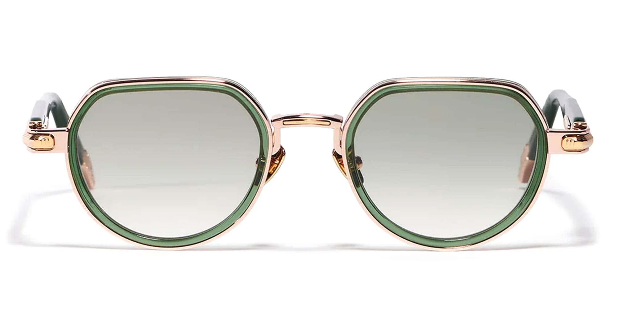 Ottica Mondello Roma - John Dalia - ANYA-C432 - ANYA - C432 Dark Green / Rose Gold / Yellow Gold - Metal - shape Round - green, gold - EYEWEAR - SUNGLASSES - Unisex,Uomo,Donna,Women,Men - lens Gradient green - Made In France