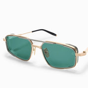 Ottica Mondello Roma - Akoni - AKS-534A-55 - ATLANTIS - BRUSHED 12K GOLD - Titanium - shape Navigator - Gold - EYEWEAR - SUNGLASSES - Unisex,Uomo,Donna,Women,Men - lens Green - Made In Japan