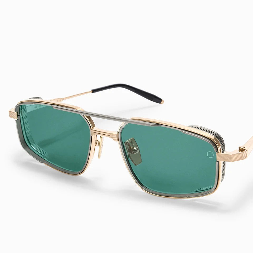 Ottica Mondello Roma - Akoni - AKS-534A-55 - ATLANTIS - BRUSHED 12K GOLD - Titanium - shape Navigator - Gold - EYEWEAR - SUNGLASSES - Unisex,Uomo,Donna,Women,Men - lens Green - Made In Japan