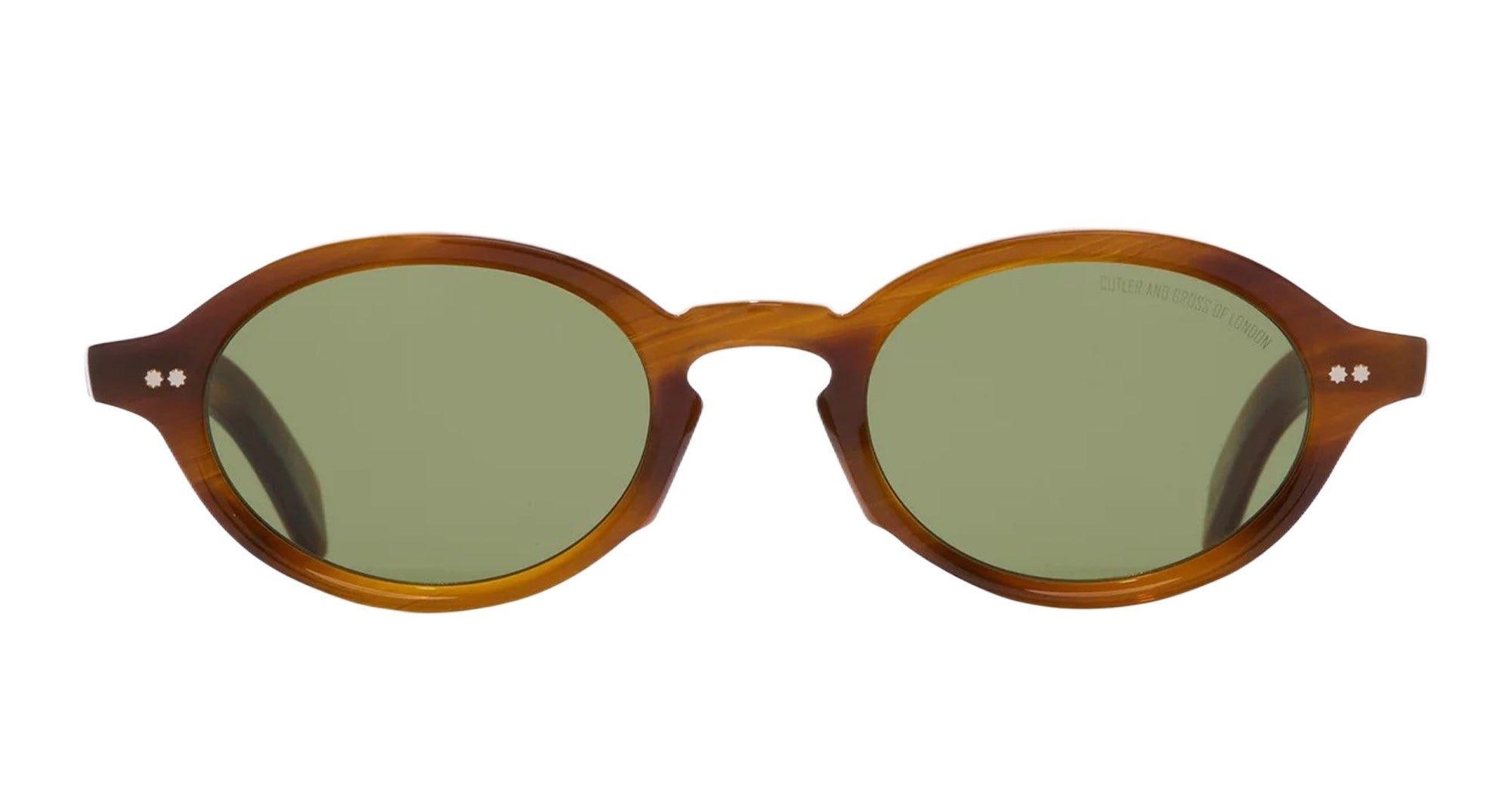 Ottica Mondello Roma - Cutler and Gross - CGSN-GR13-49-02 - GR13 - MUSTARD HAVANA - Acetate - shape Oval - brown - EYEWEAR - SUNGLASSES - Unisex,Uomo,Donna,Women,Men - lens Green - Made In Italy