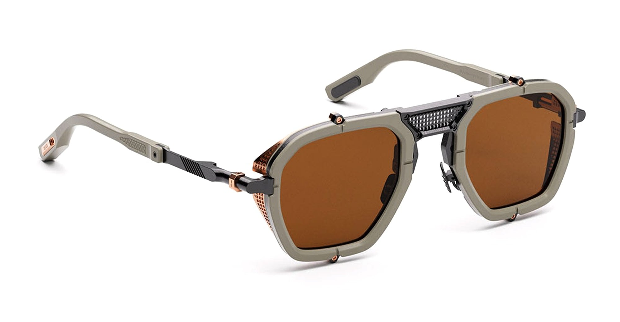  LIGHT BROWN LENS - Acetate, metal - shape Navigator - grey - EYEWEAR - SUNGLASSES - Unisex,Uomo,Donna,Women,Men - lens Brown - Made In Italy