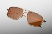 Ottica Mondello Roma - Jacques Marie Mage - JMMER-L4 - EARL - DARJEELING - Titanium - shape Navigator - Gold - EYEWEAR - SUNGLASSES - Unisex,Uomo,Donna,Women,Men - lens Brown - Made In Japan