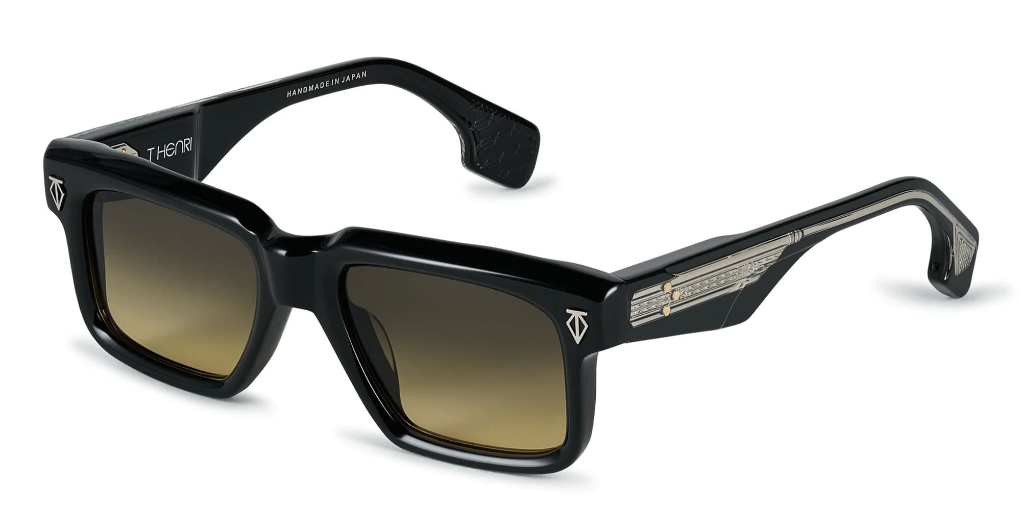 Ottica Mondello Roma - T HENRI - BEAS - BEL AIR - SHADOW II - Acetate - shape Rectangular - Black - EYEWEAR - SUNGLASSES - Unisex,Uomo,Donna,Women,Men - lens Gradient brown - Made In Japan