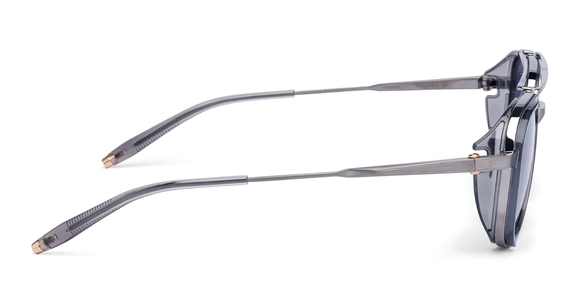 Ottica Mondello Roma - Akoni - AKS-525D-54 - SPITZER - BRUSHED BLACK PALLADIUM / CRYSTAL GREY - titanium, acetate - shape Pilot - Black, Grey - EYEWEAR - SUNGLASSES - Unisex,Uomo,Donna,Women,Men - lens Blue - Made In Japan
