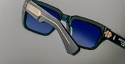 Ottica Mondello Roma - Jacques Marie Mage - JMMWK-9F - WALKER - INDIGO                                    - Acetate - shape Rectangular - blue - EYEWEAR - SUNGLASSES - Uomo,Men - lens Gradient blue - Made In Japan