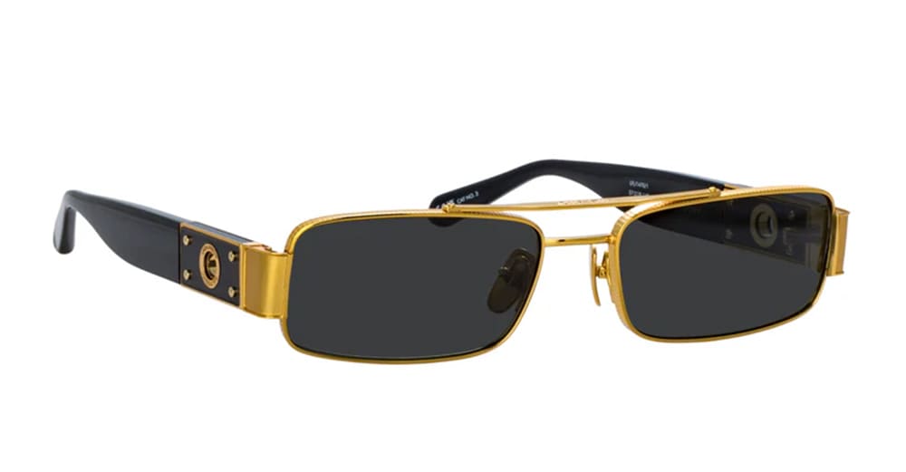  BLACK - Acetate, titanium - shape Rectangular - Gold - EYEWEAR - SUNGLASSES - Donna,Women - lens Grey - MadeIn Japan