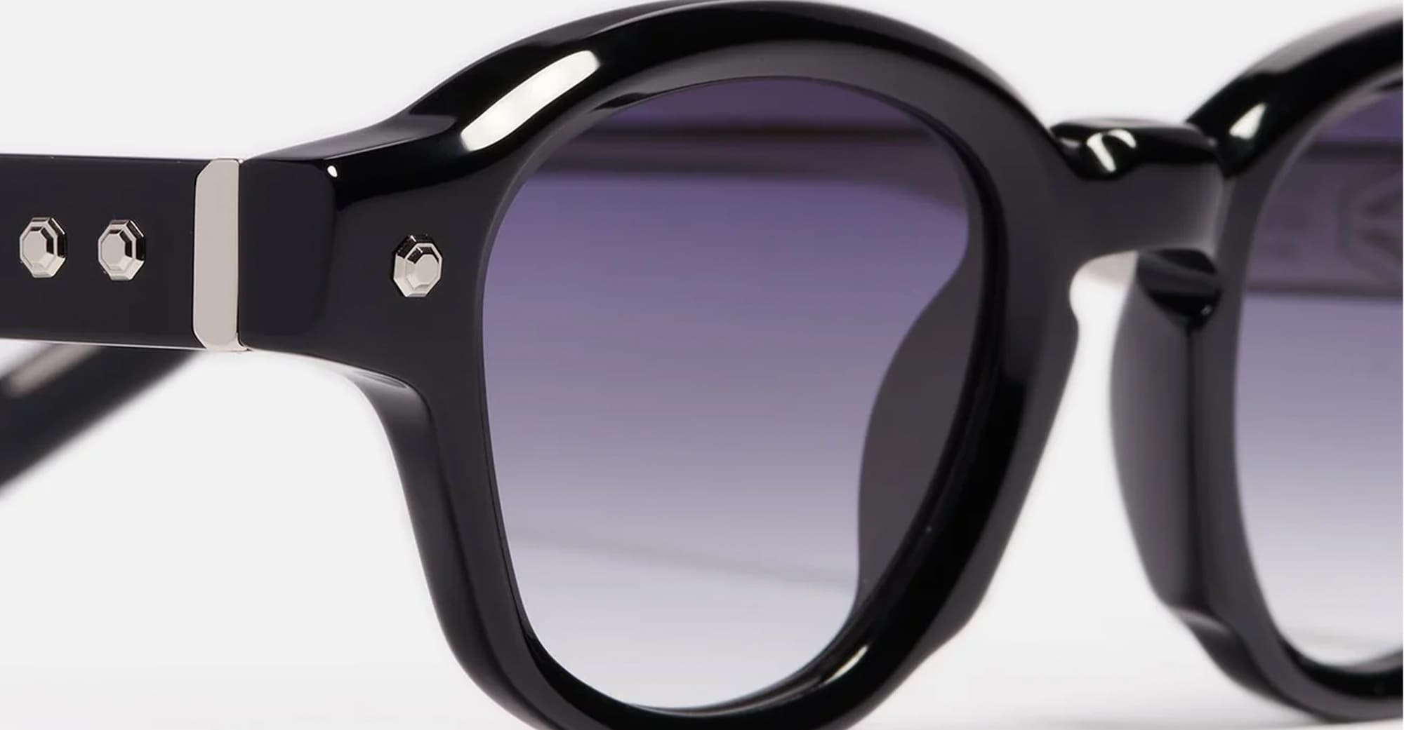 Ottica Mondello Roma - John Dalia - P10-C109 - PROJECT 10 - C109 SHINY BLACK / RUTHENIUM - Acetate - shape Panto - Black, Grey - EYEWEAR - SUNGLASSES - Unisex,Uomo,Donna,Women,Men - lens Gradient blue - Made In France