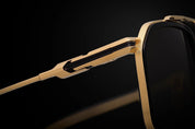 Ottica Mondello Roma - DITA - DTS484-A-01 - LINEAGE.99X - YELLOW GOLD / BLACK IRON - titanium, acetate - shape Navigator - gold, black - EYEWEAR - SUNGLASSES - Unisex,Uomo,Donna,Women,Men - lens Gradient brown - Made In Japan