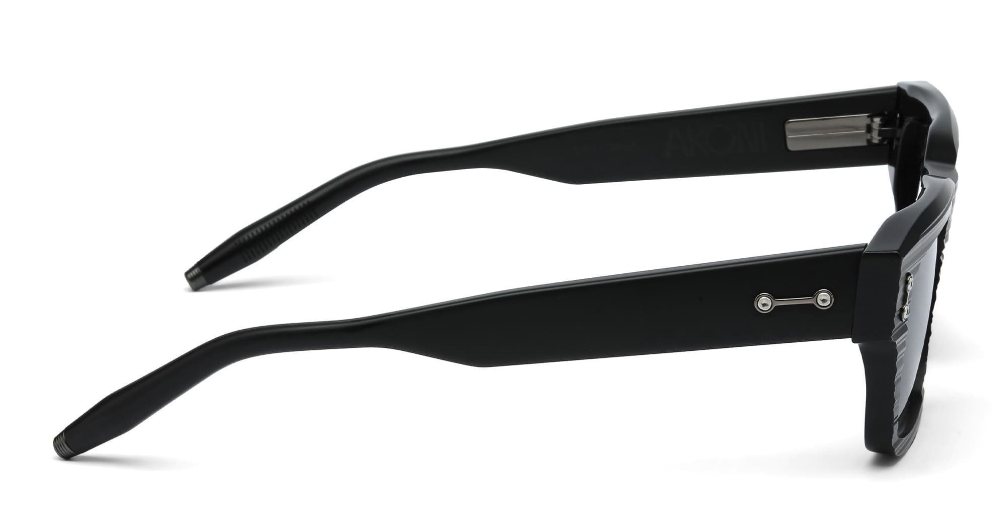 Ottica Mondello Roma - Akoni - AKS-100F-50 - COLUMBA - SCRAPED MATTE BLACK / BLACK RHODIUM - Acetate - shape  - Black - EYEWEAR - SUNGLASSES - Unisex,Uomo,Donna,Women,Men - lens  - Made In Japan