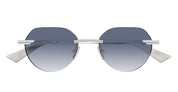 Ottica Mondello Roma - Bottega Veneta - BV1379S-004 - BV1379S-004 - SILVER / WHITE - Metal - shape Round - Silver - EYEWEAR - SUNGLASSES - Unisex,Uomo,Donna,Women,Men - lens Gradient blue - Made In Italy