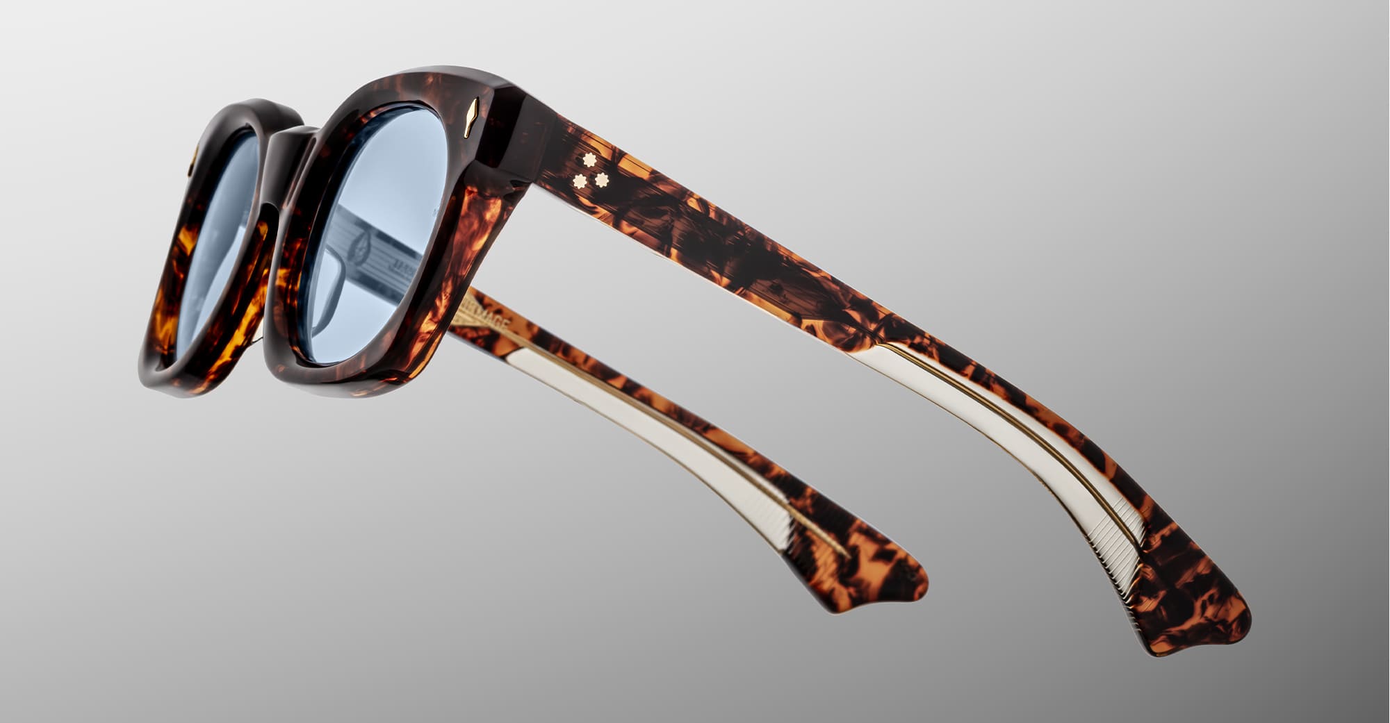 Ottica Mondello Roma - Jacques Marie Mage - JMMLG-5C - ELMYR - ARGYLE - titanium, acetate - shape Panto - Havana - EYEWEAR - SUNGLASSES - Unisex,Uomo,Donna,Women,Men - lens Blue - Made In Japan