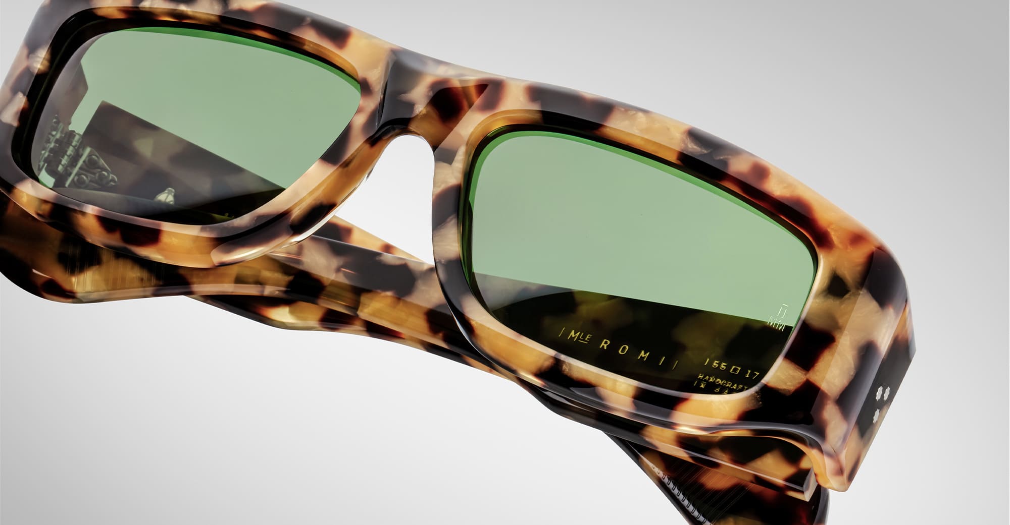 Ottica Mondello Roma - Jacques Marie Mage - JMMRM-15J - ROMI - GOLD DUST - Acetate - shape Rectangular - Havana - EYEWEAR - SUNGLASSES - Unisex,Uomo,Donna,Women,Men - lens Green - Made In Japan