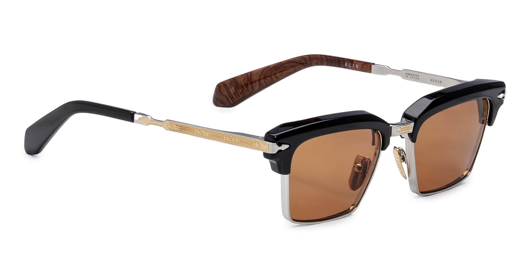 Ottica Mondello Roma - Jacques Marie Mage - JMMIL-10A - ALIN - NOIR X - Acetate, titanium - shape Clubmaster - Black - EYEWEAR - SUNGLASSES - Unisex,Uomo,Donna,Women,Men - lens orange - Made In Japan