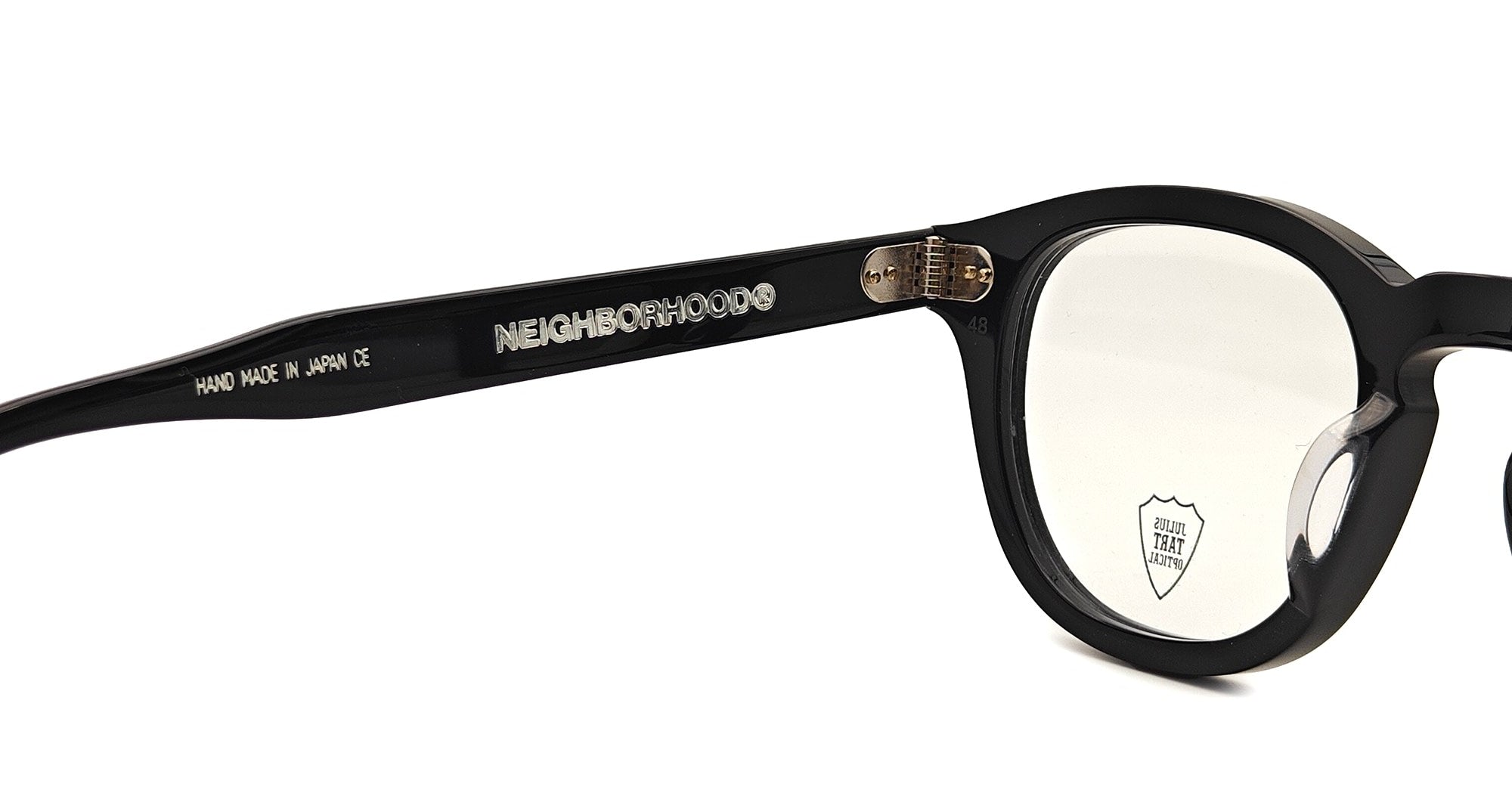 Ottica Mondello Roma - Julius Tart - JTPL-003A-RX - AR X NEIGHBORHOOD 48X22 - BLACK RX - Acetate - shape Panto - Black - EYEWEAR - EYEGLASSES - Unisex,Uomo,Donna,Women,Men - lens Clear - Made In Japan