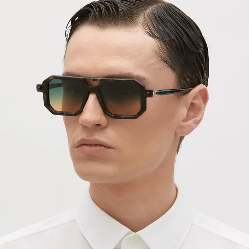 Ottica Mondello Roma - Kuboraum - KRS0P8TAR00000GO - MASK P8 TAR - DARK TORTOISE - Acetate - shape Navigator - Tortoise - EYEWEAR - SUNGLASSES - Unisex,Uomo,Donna,Women,Men - lens Gradient green - Made In Italy