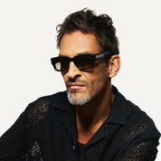 Ottica Mondello Roma - T HENRI - TAAB - TAYCAN - SHOWDOW II - Acetate - shape Squared - Black - EYEWEAR - SUNGLASSES - Unisex,Uomo,Donna,Women,Men - lens Gradient blue - Made In Japan