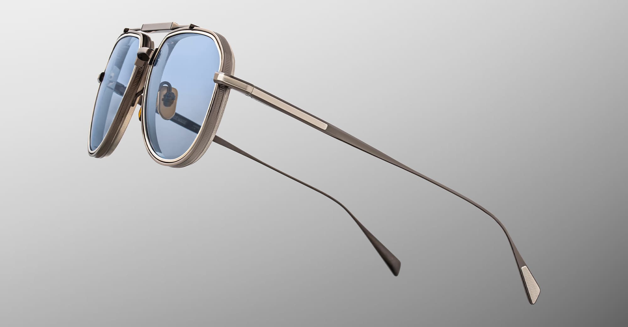 Ottica Mondello Roma - Jacques Marie Mage - JMMMD-2H - COMMANDER - ANTIQUE SILVER - Titanium - shape Pilot - Silver - EYEWEAR - SUNGLASSES - Unisex,Uomo,Donna,Women,Men - lens Blue - Made In Japan