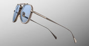 Ottica Mondello Roma - Jacques Marie Mage - JMMMD-2H - COMMANDER - ANTIQUE SILVER - Titanium - shape Pilot - Silver - EYEWEAR - SUNGLASSES - Unisex,Uomo,Donna,Women,Men - lens Blue - Made In Japan
