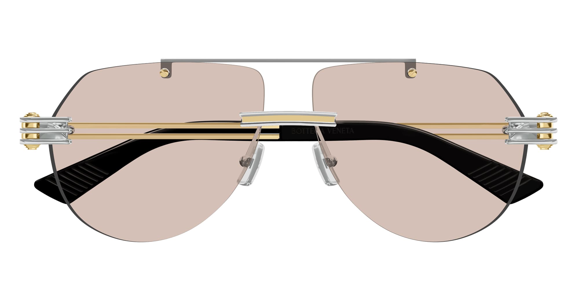 Ottica Mondello Roma - Bottega Veneta - BV1342S-002 - BV1342S-002 - SILVER - Metal - shape Aviator - Black - EYEWEAR - SUNGLASSES - Unisex,Uomo,Donna,Women,Men - lens Brown - Made In Japan