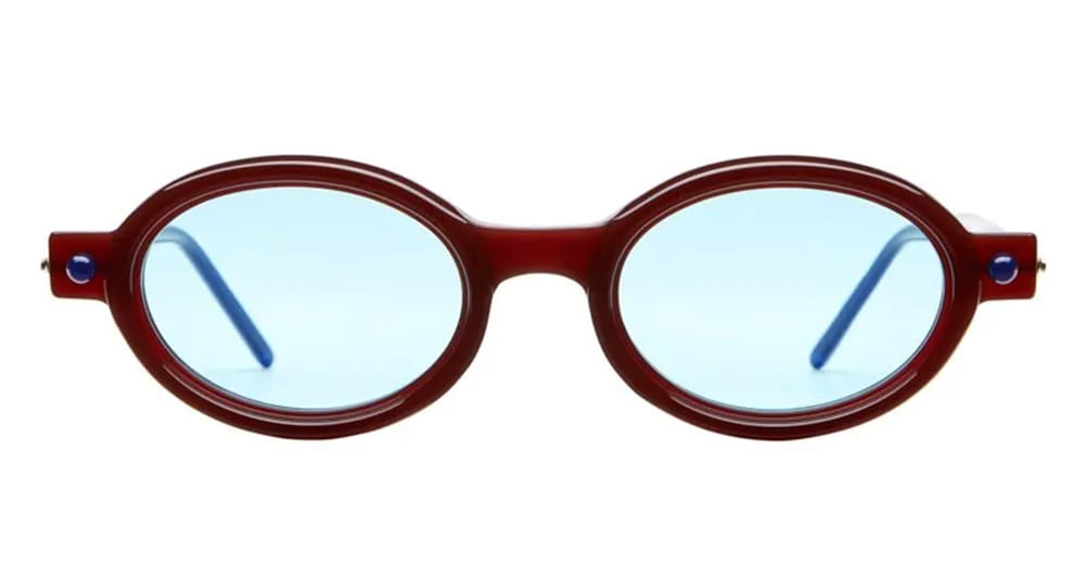 Ottica Mondello Roma - Kuboraum - KRS0P6MH0000002W - MASK P6 MH - MAHOGANY - Acetate - shape Oval - burgundy - EYEWEAR - SUNGLASSES - Unisex,Uomo,Donna,Women,Men - lens Blue - Made In Italy