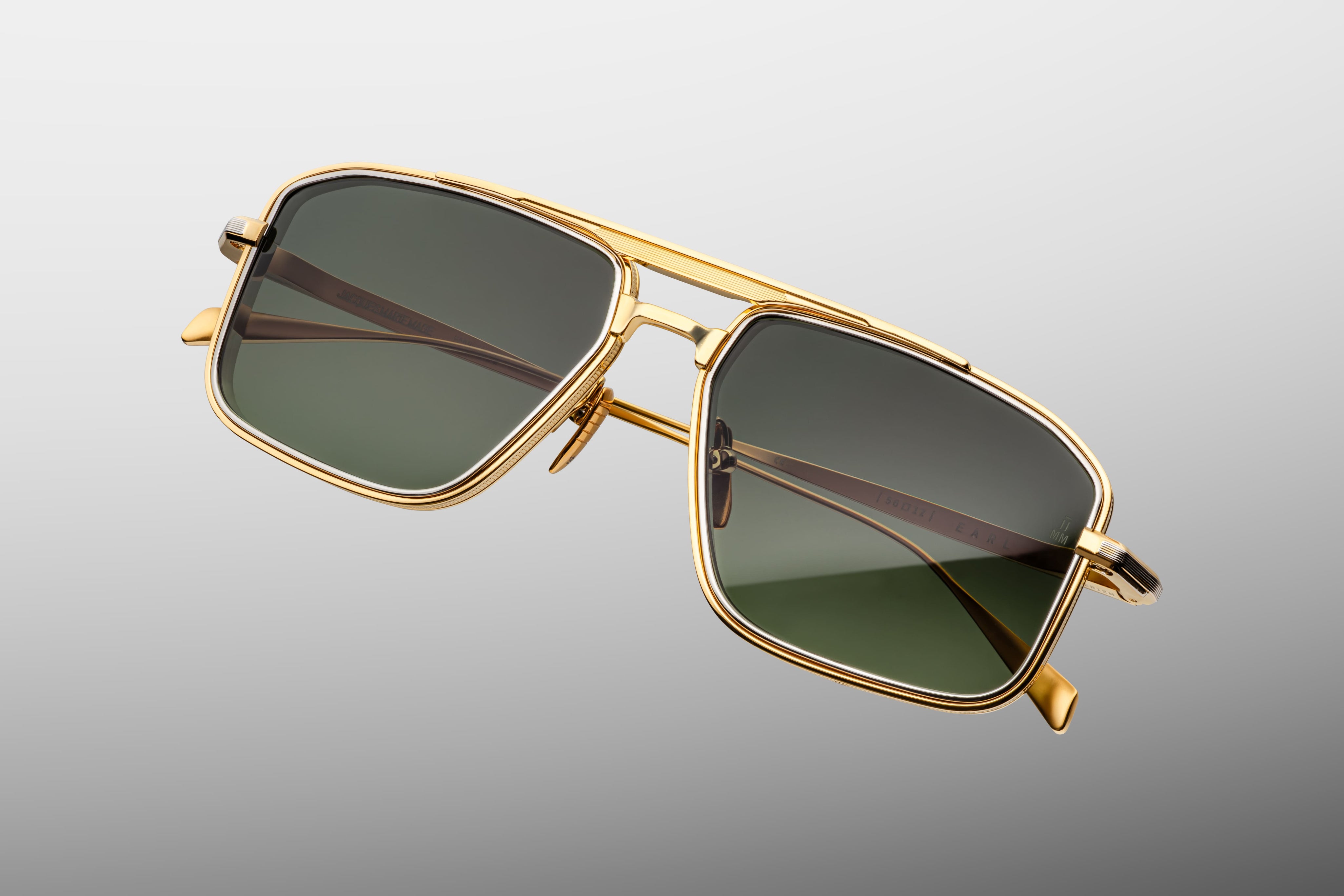 Ottica Mondello Roma - Jacques Marie Mage - JMMER-12M - EARL - MUSKET - Titanium - shape Navigator - Gold - EYEWEAR - SUNGLASSES - Unisex,Uomo,Donna,Women,Men - lens Green - Made In Japan