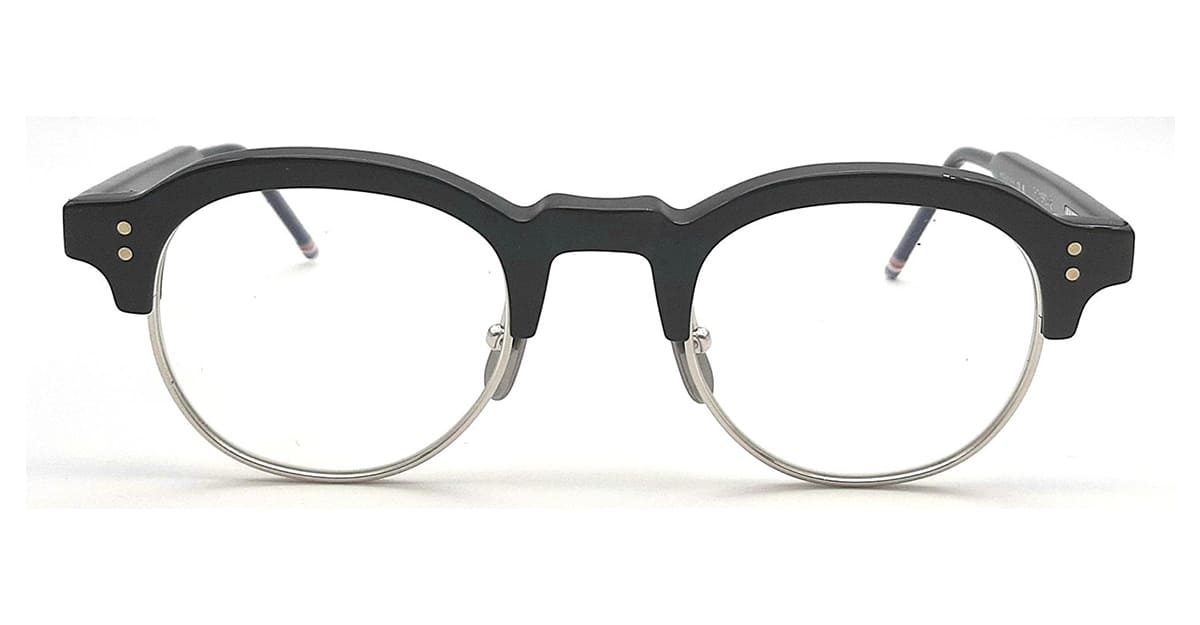 Oval - shiny black / silver rx