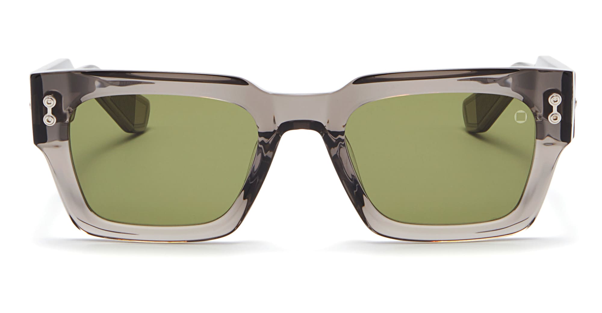 Ottica Mondello Roma - Akoni - AKS-114C-52 - COSMO - DARK GREY CRYSTAL / BLACK PALLADIUM - Acetate - shape Squared - grey, black - EYEWEAR - SUNGLASSES - Uomo,Men - lens Green - Made In Japan