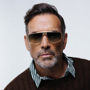 Ottica Mondello Roma - T HENRI - DMC008 - DROPHEAD - TRAVERSE - Titanium - shape Aviator - Black, gold - EYEWEAR - SUNGLASSES - Unisex,Uomo,Donna,Women,Men - lens Gradient brown - Made In Japan