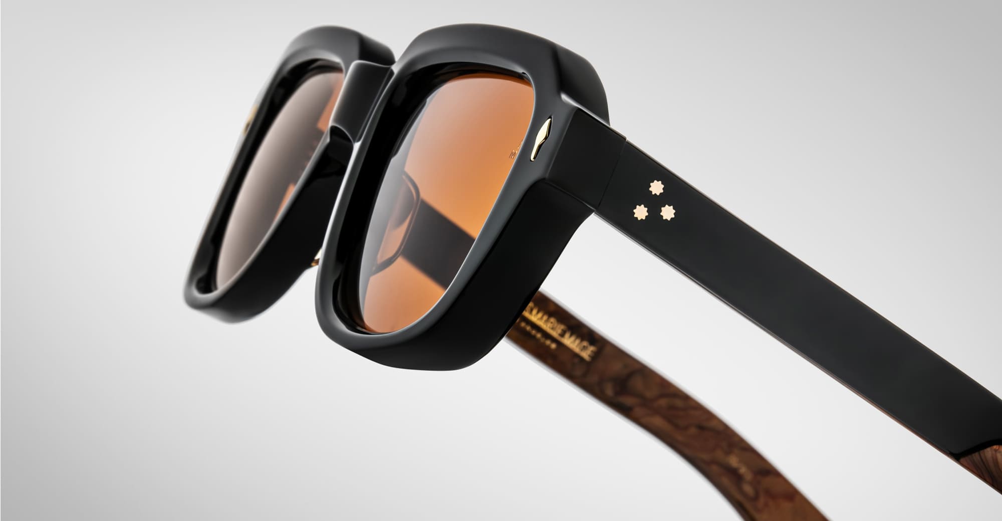 Ottica Mondello Roma - Jacques Marie Mage - JMMRT-10A - TAOS - NOIR X - Acetate - shape Squared - Black - EYEWEAR - SUNGLASSES - Uomo,Men - lens orange - Made In Japan