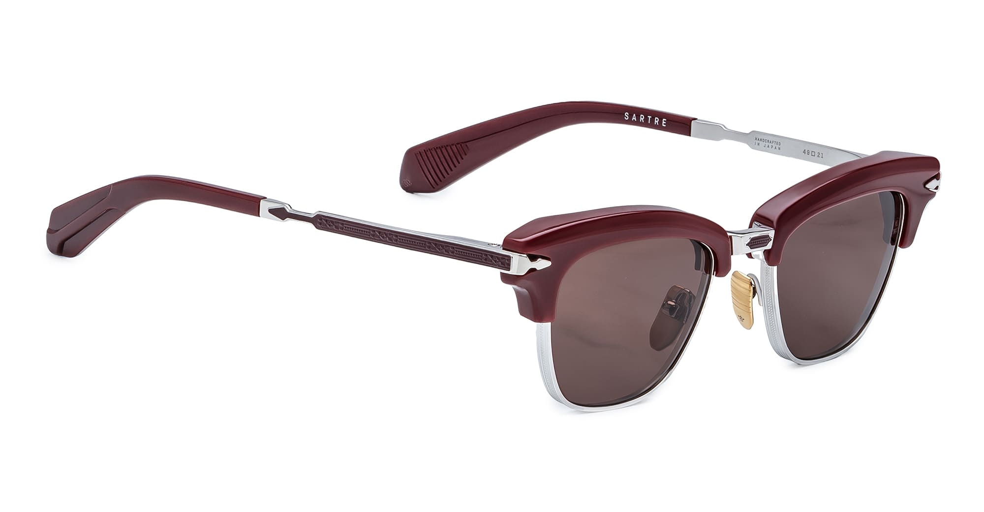Ottica Mondello Roma - Jacques Marie Mage - JMMTQ-R7 - SARTRE - BORDEAUX EMPIRE - Acetate, titanium - shape Wellington - burgundy - EYEWEAR - SUNGLASSES - Unisex,Uomo,Donna,Women,Men - lens Brown - Made In Japan
