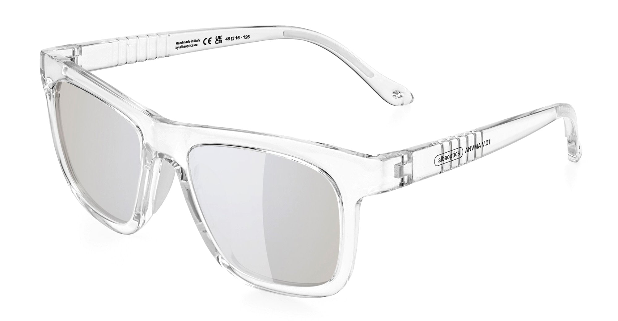 Ottica Mondello Roma - Alba Optics - 8050054517162 - ANVMA V.01 - CRYSTAL GLOSSY / VZUM F-LENS ROCKET - Tr90 - shape Squared - Crystal - EYEWEAR - SUNGLASSES - Unisex,Uomo,Donna,Women,Men - lens Grey - Made In Italy